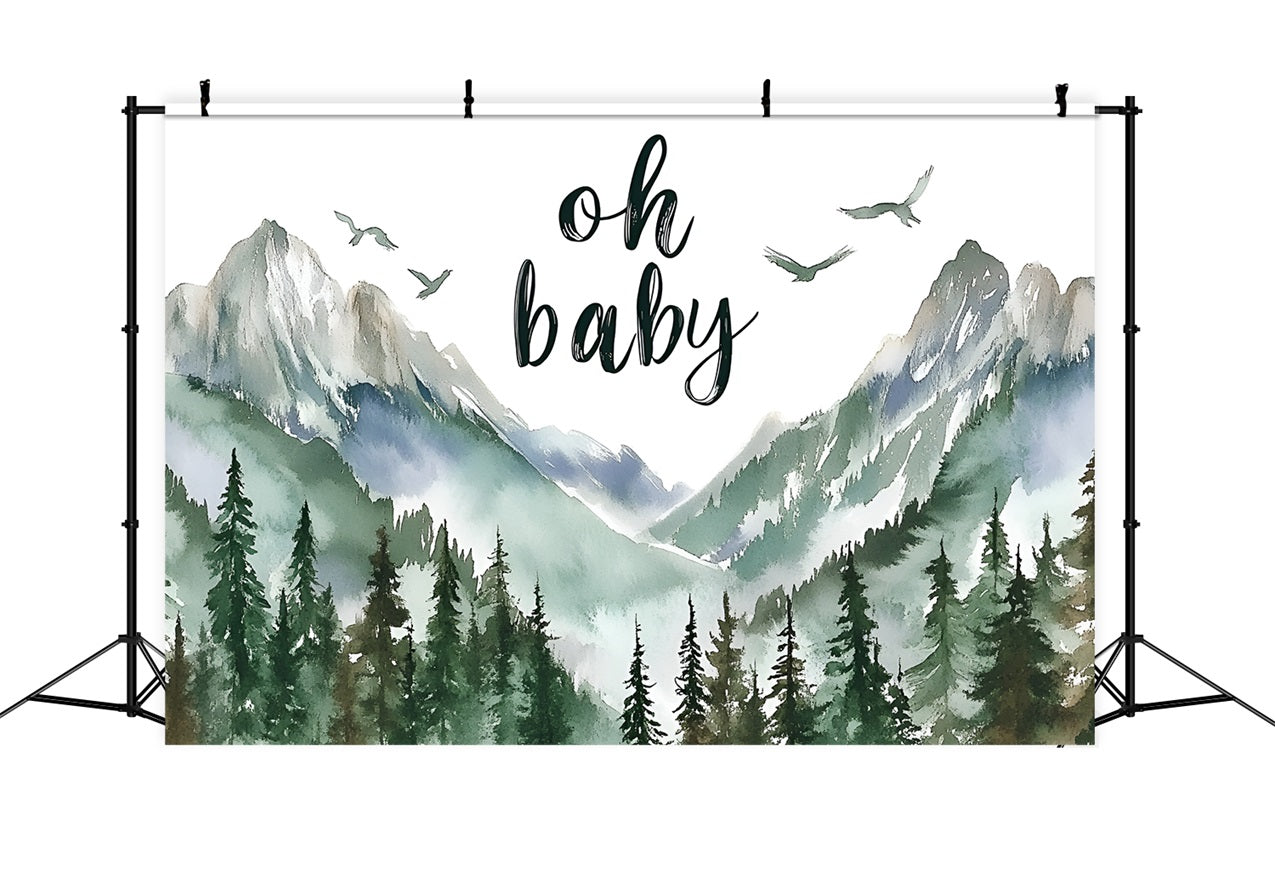 Baby Shower Backdrop Ideas Majestic Mountain View Backdrop CSH2-115