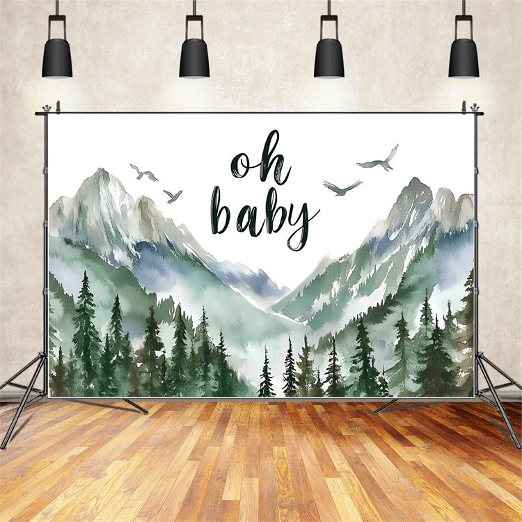 Baby Shower Backdrop Ideas Majestic Mountain View Backdrop CSH2-115