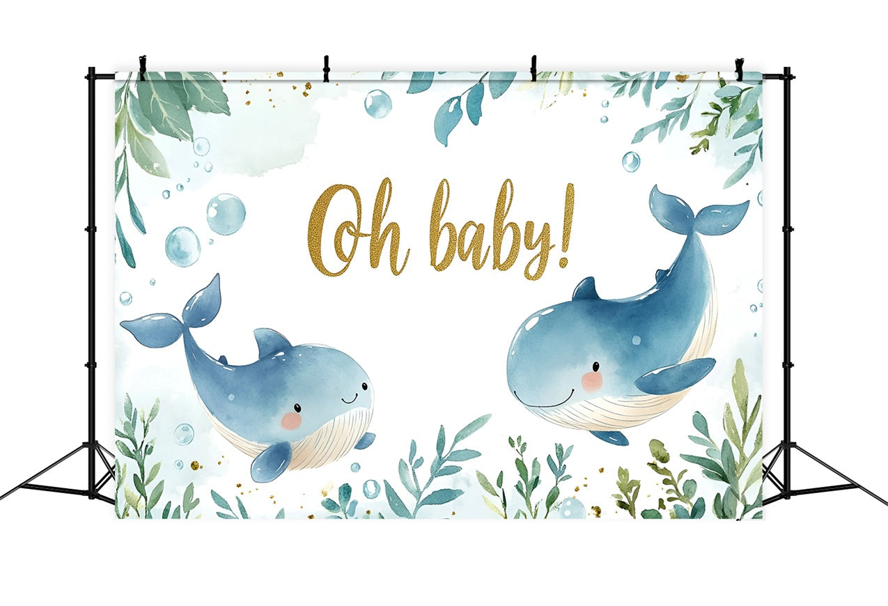 Whale Baby Shower backdrop Ocean Joyful Backdrop CSH2-119