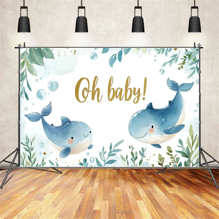 Whale Baby Shower backdrop Ocean Joyful Backdrop CSH2-119