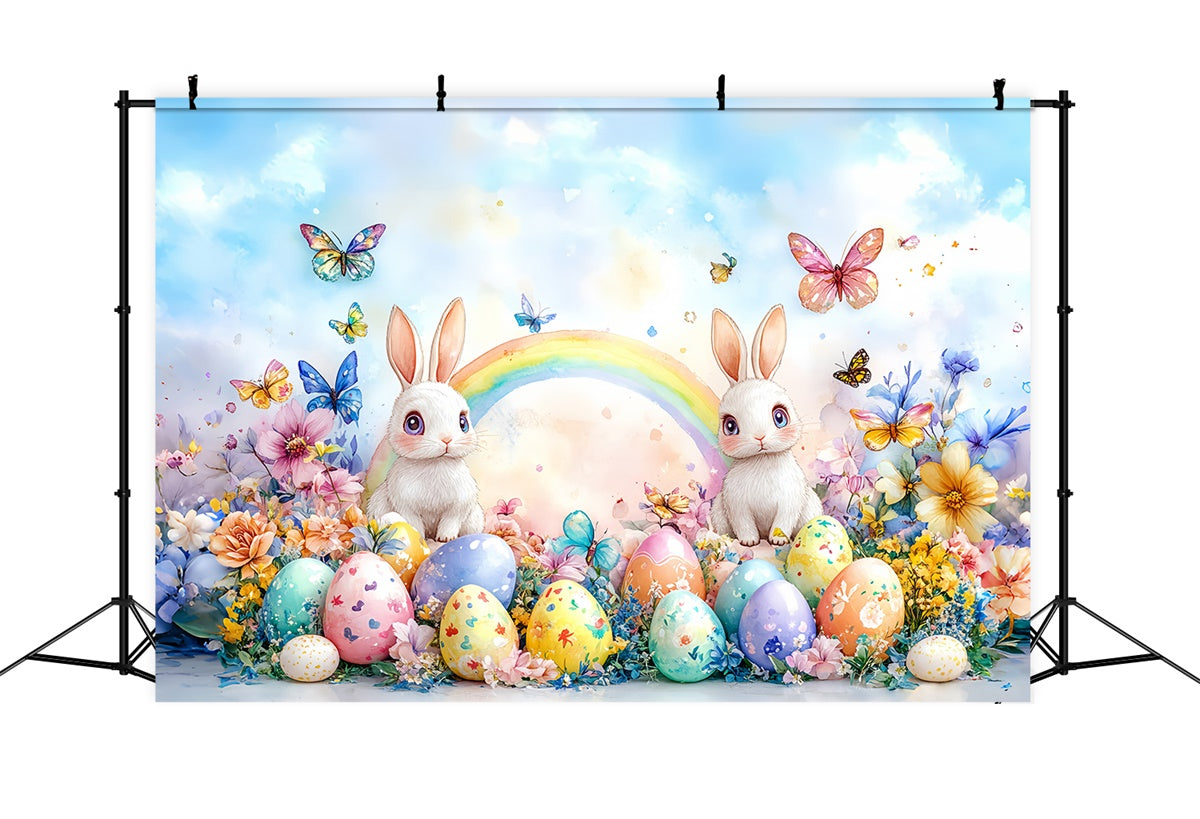 Photo Backdrops Easter Bunny Rainbow Colorful Eggs Backdrop CSH2-12