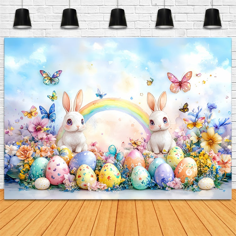 Photo Backdrops Easter Bunny Rainbow Colorful Eggs Backdrop CSH2-12