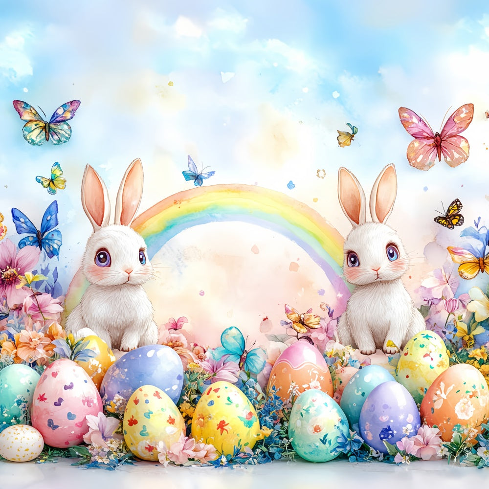 Photo Backdrops Easter Bunny Rainbow Colorful Eggs Backdrop CSH2-12