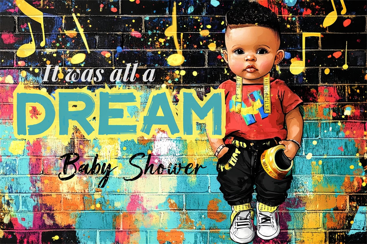 Baby Shower Backdrop Ideas Boy Graffiti Wall Dream Backdrop CSH2-127