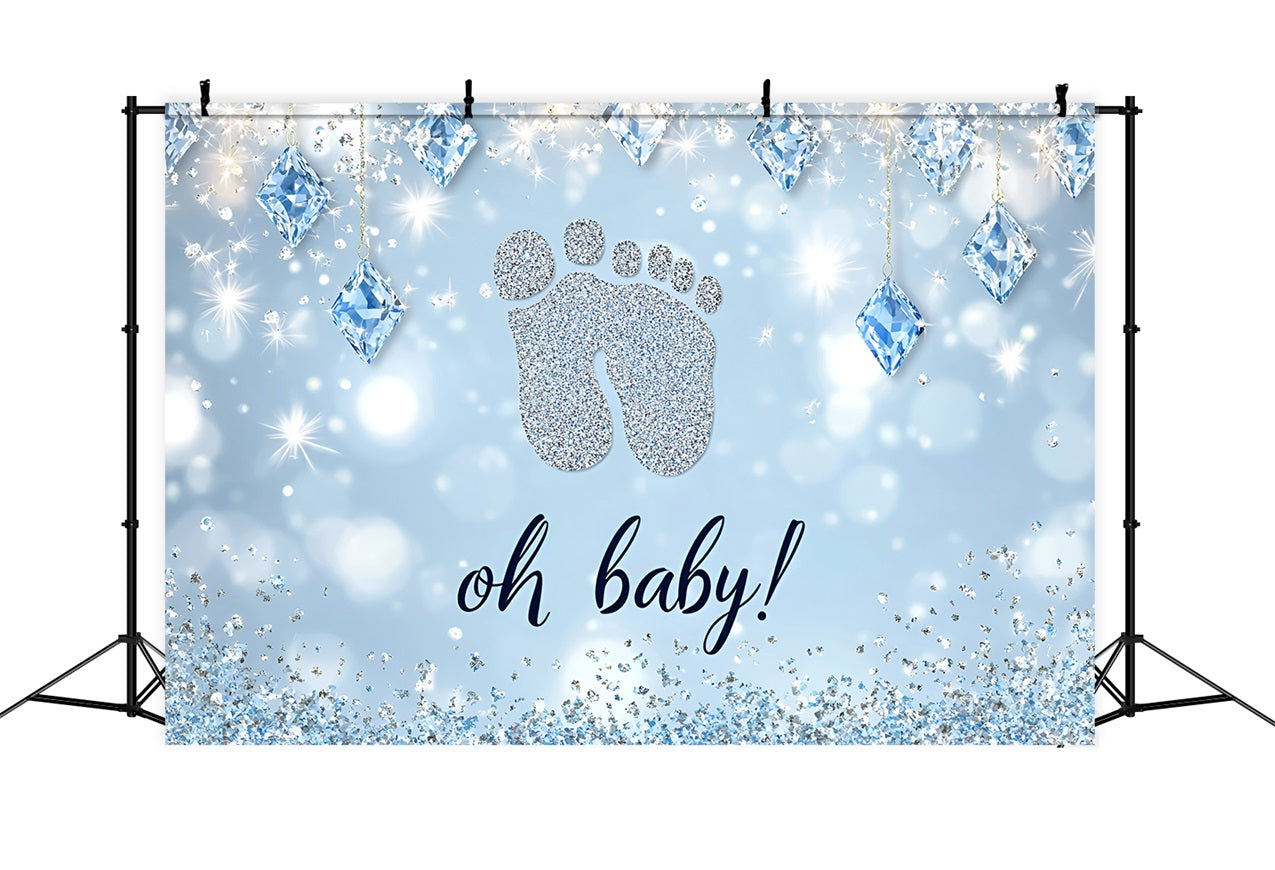 Baby Shower Photo Backdrop Glittering Footprint Celebration Backdrop CSH2-128