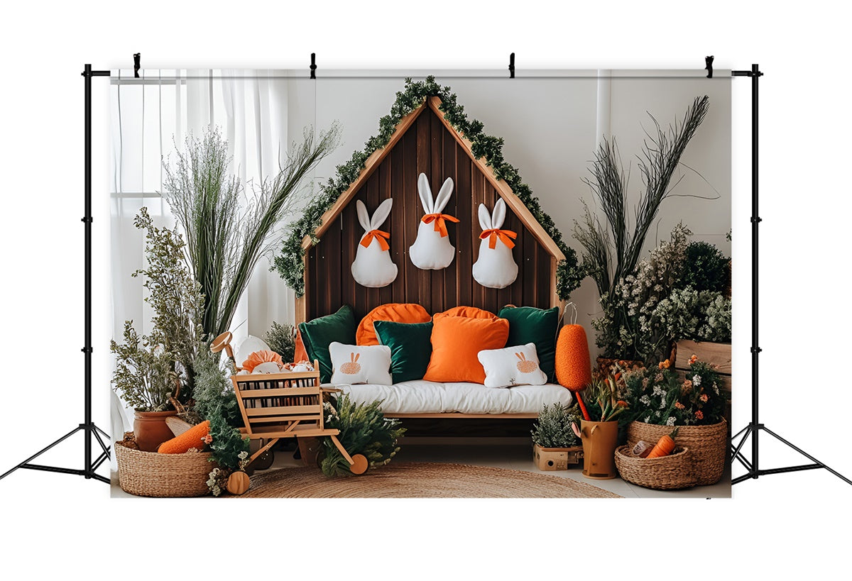 Easter Photography Backdrops Bunny Home Cozy Pillows Backdrop CSH2-13