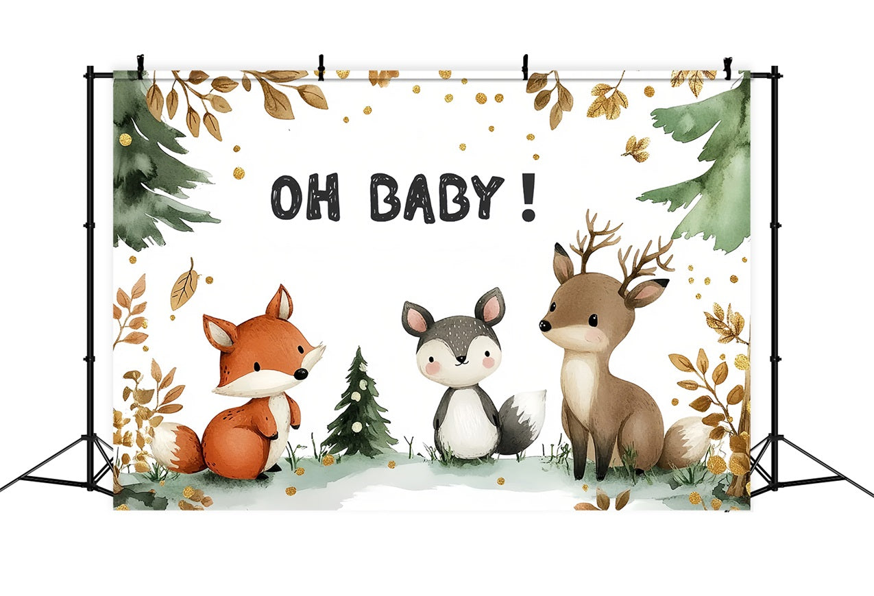 Baby Shower Backdrop Decoration Ideas Woodland Friends Backdrop CSH2-132