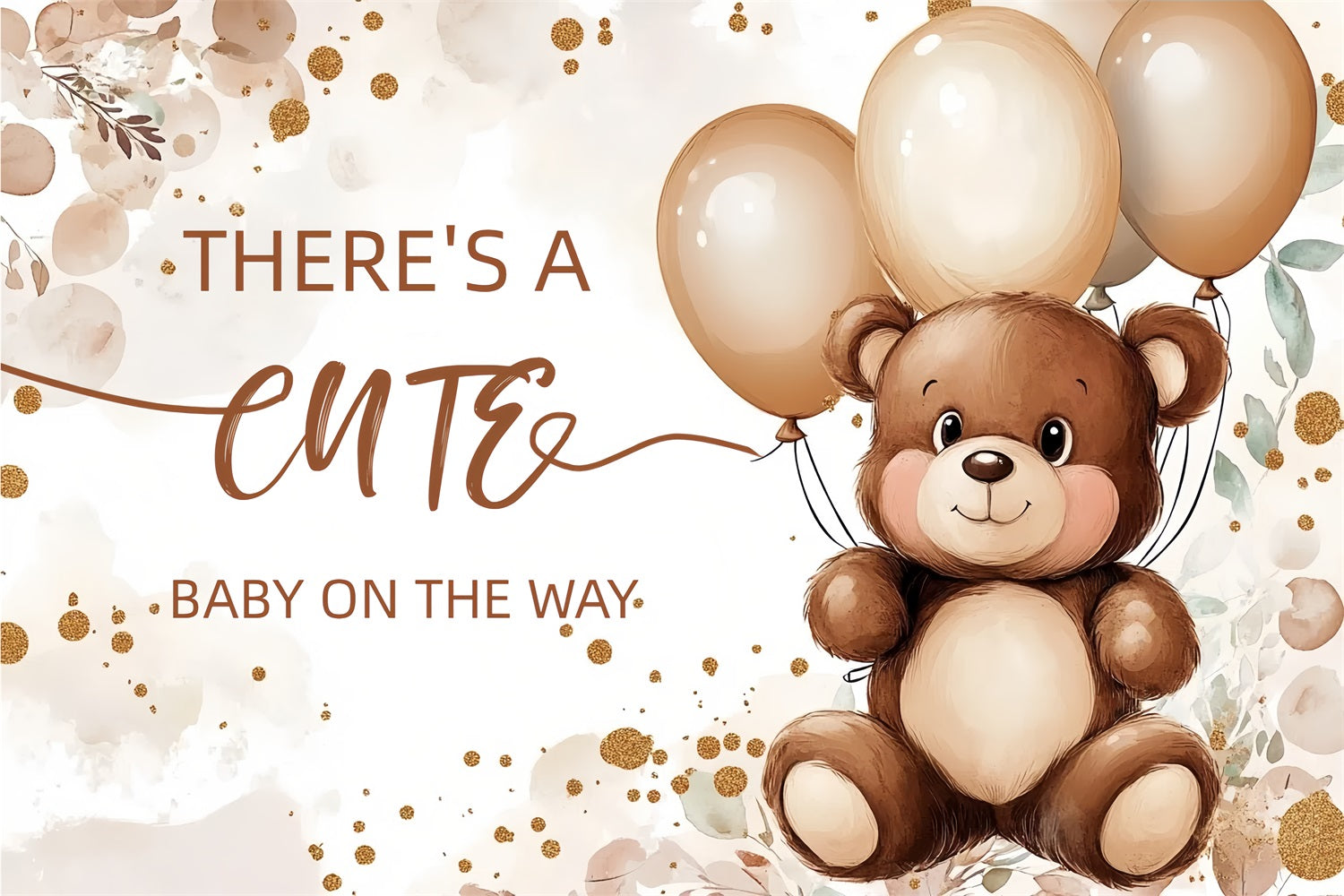 Teddy Bear Baby Shower Backdrop Balloons Celebration Backdrop CSH2-134