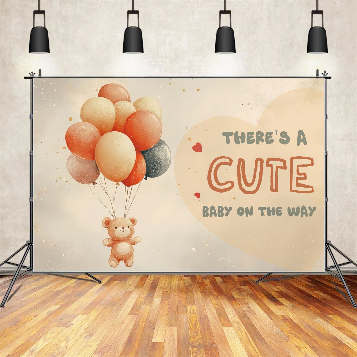 Baby Shower Backdrop With Balloons Bear Floating Backdrop CSH2-135