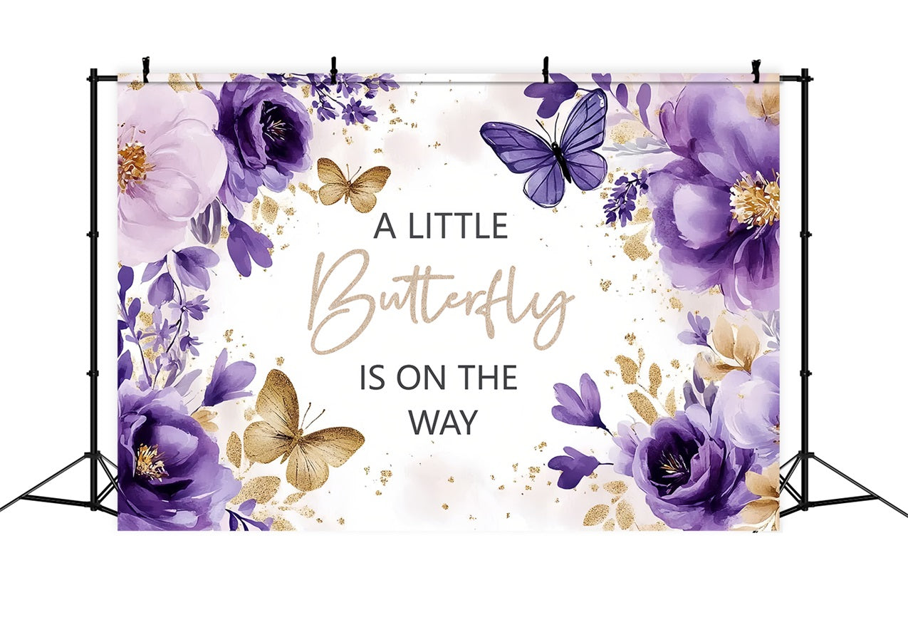 Butterfly Baby Shower Backdrop Floral Celebration Backdrop CSH2-138