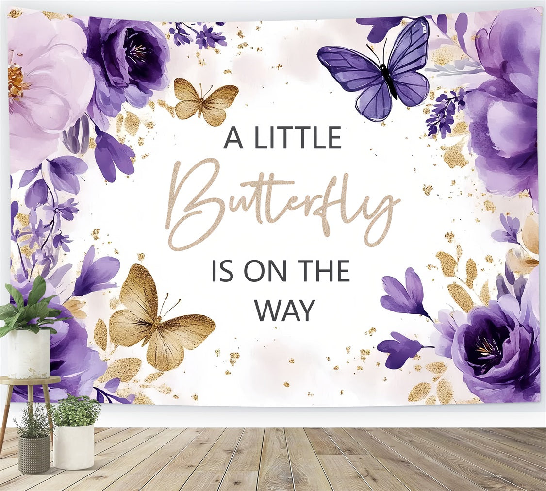 Butterfly Baby Shower Backdrop Floral Celebration Backdrop CSH2-138