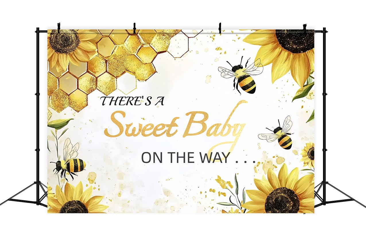 Photo Backdrop Baby Shower on the Way Sunflower Backdrop CSH2-139