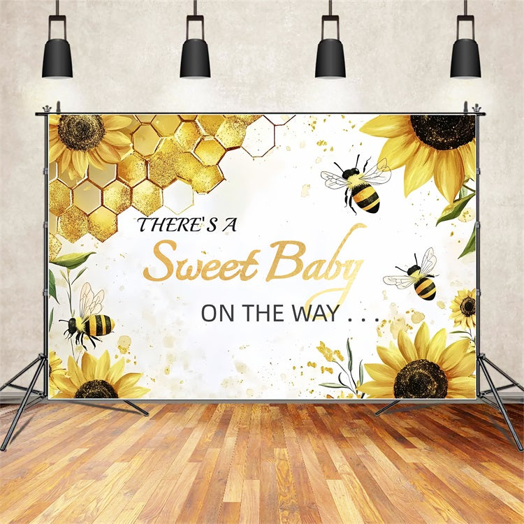 Photo Backdrop Baby Shower on the Way Sunflower Backdrop CSH2-139