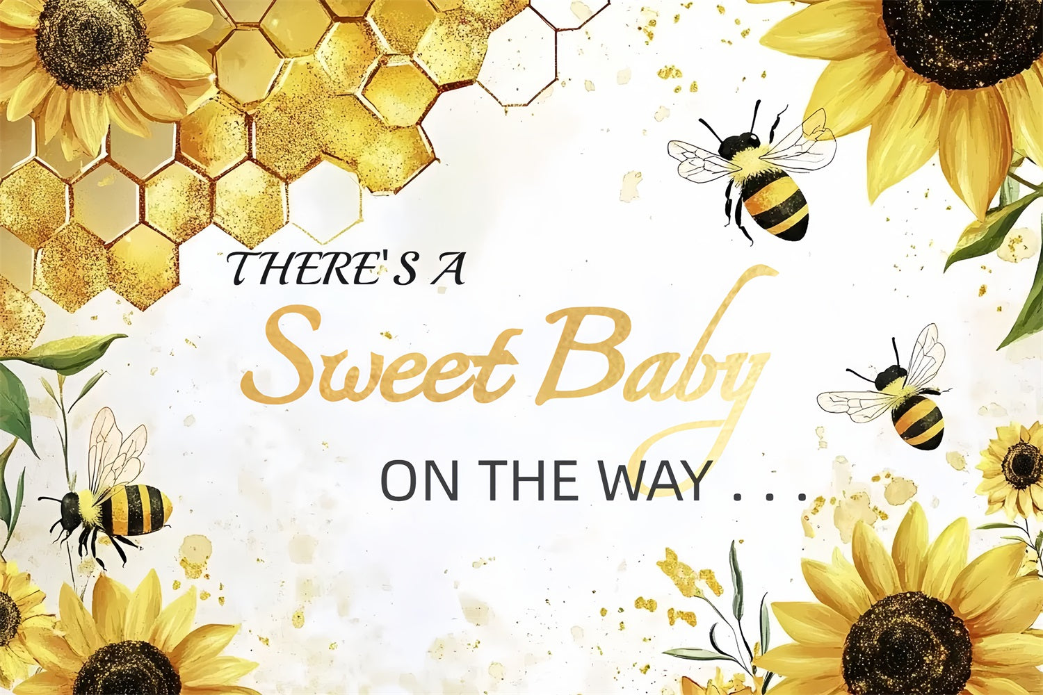 Photo Backdrop Baby Shower on the Way Sunflower Backdrop CSH2-139