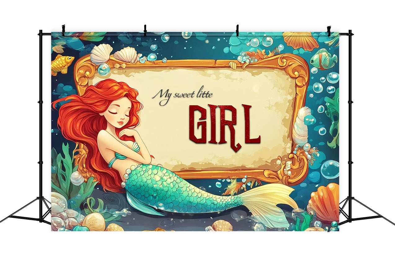 Baby Girl Shower Backdrop Underwater Fantasy Mermaid Backdrop CSH2-146