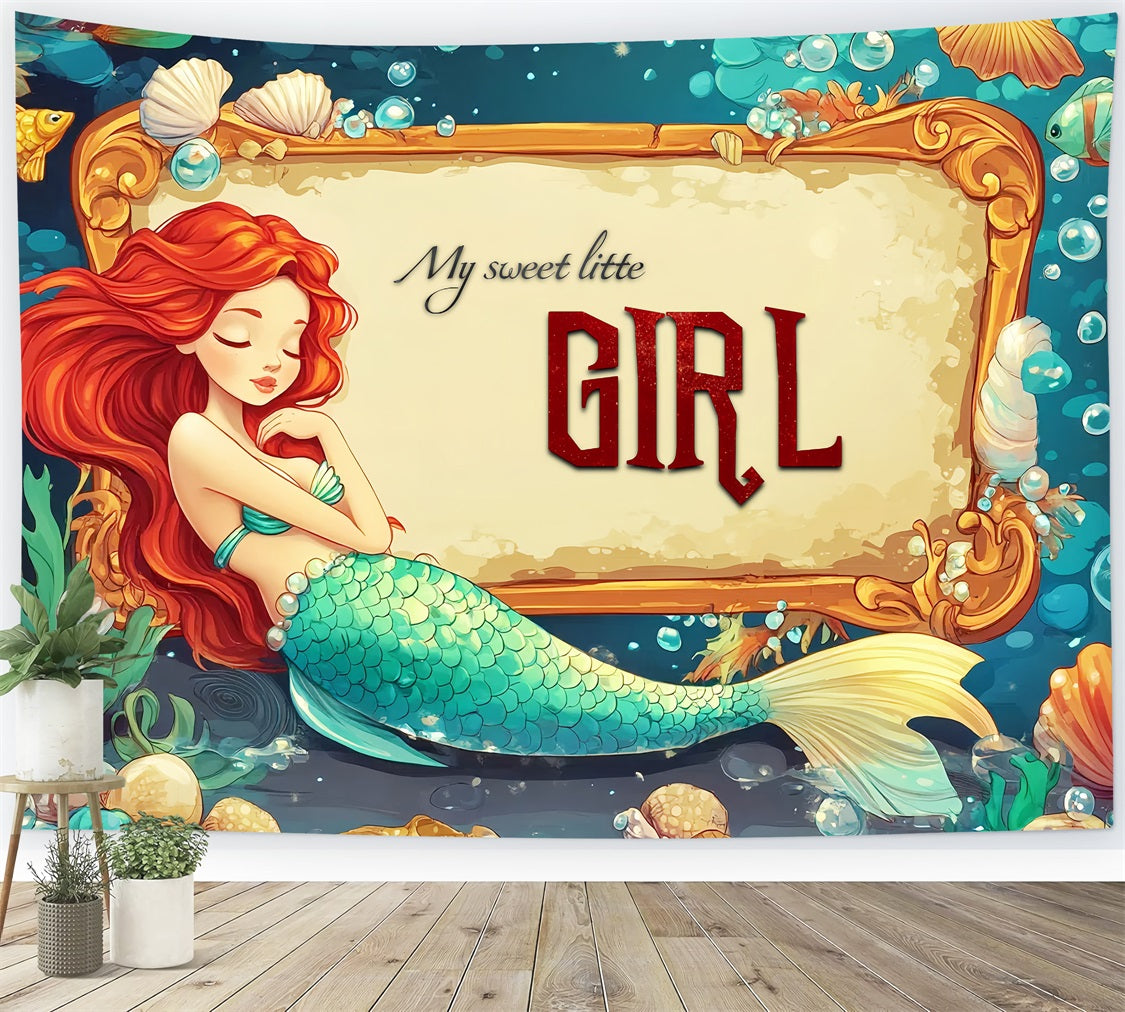 Baby Girl Shower Backdrop Underwater Fantasy Mermaid Backdrop CSH2-146