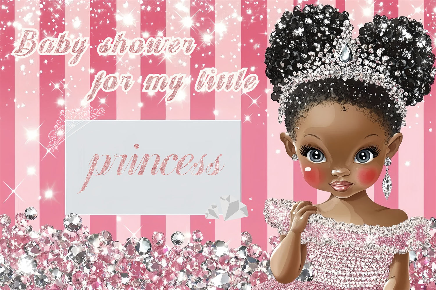 Princess Baby Shower Backdrop Sparkle Diamond Backdrop CSH2-147