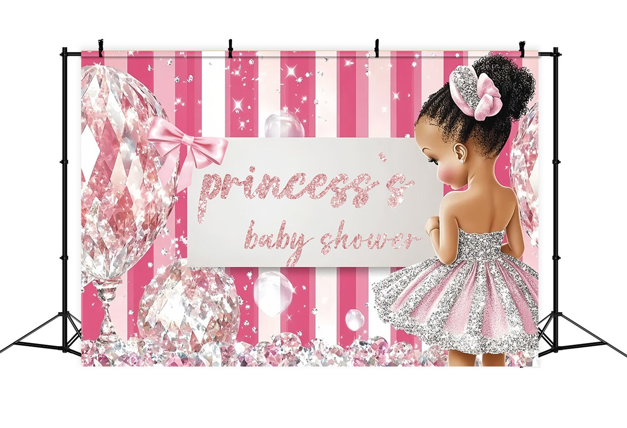 Baby Shower Girl Backdrop Glittering Diamond Princess Backdrop CSH2-148