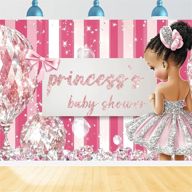 Baby Shower Girl Backdrop Glittering Diamond Princess Backdrop CSH2-148