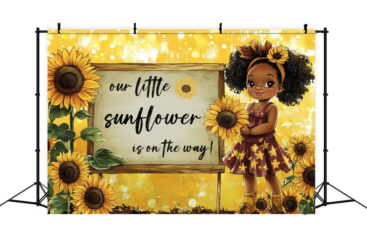 Backdrop For Girl Baby Shower Golden Sunflower Bloom Backdrop CSH2-149