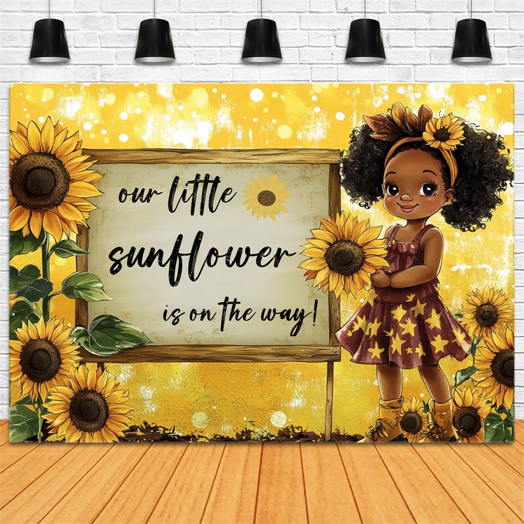 Backdrop For Girl Baby Shower Golden Sunflower Bloom Backdrop CSH2-149