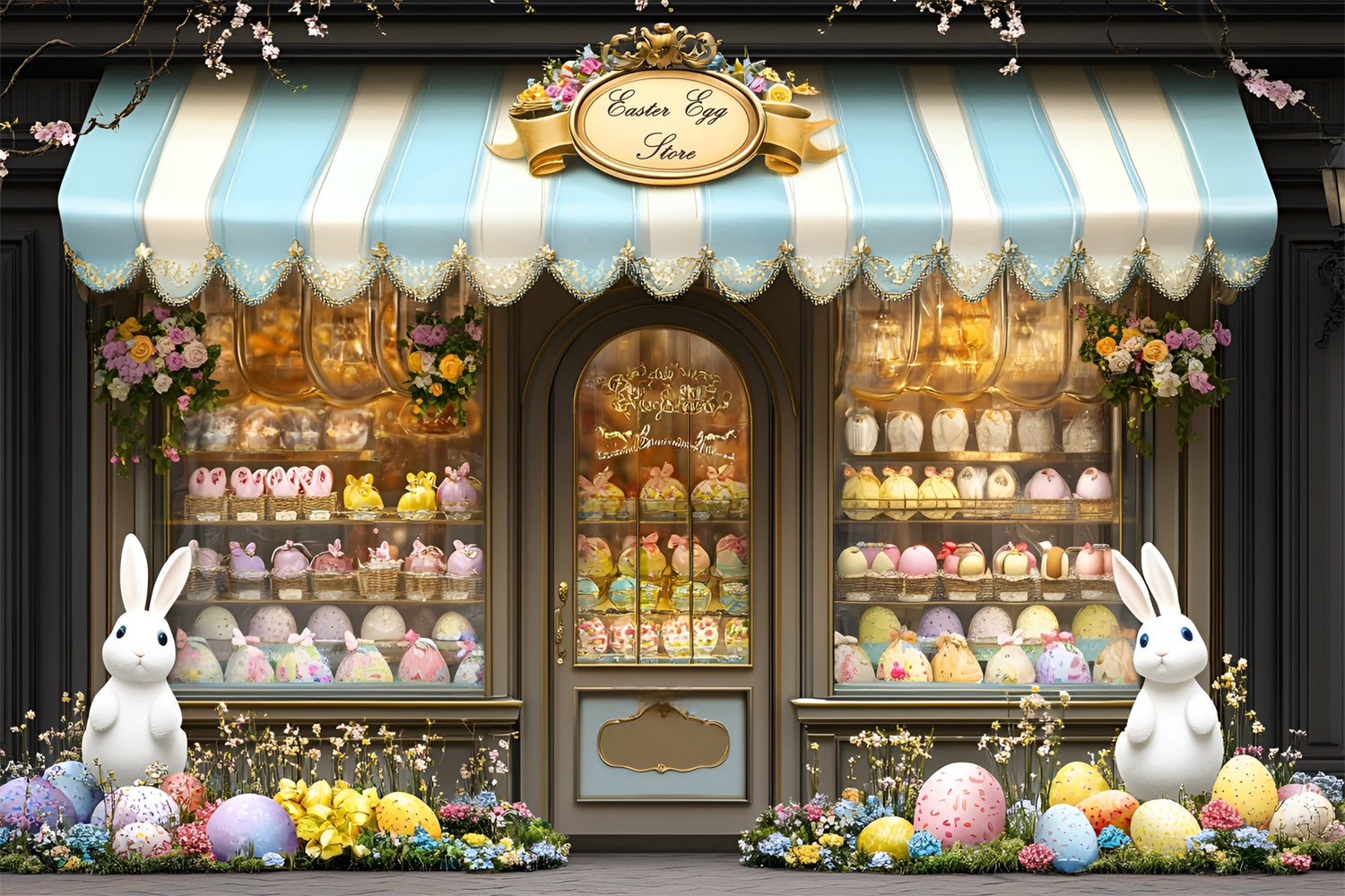 Easter Picture Backdrops Sweet Egg Store Bunnies Backdrop CSH2-15