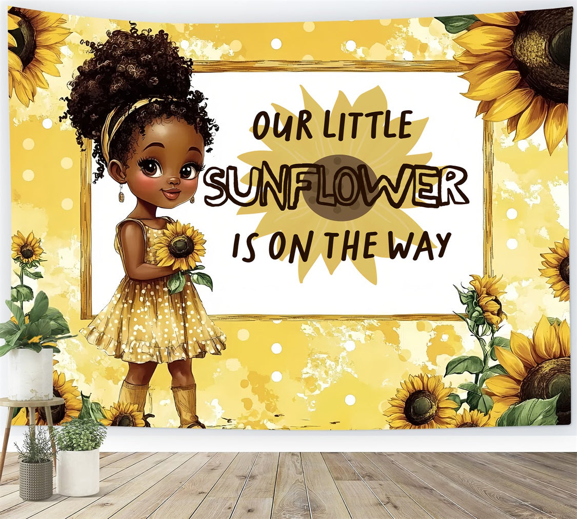 Sunflower Backdrop For Baby Shower Announcement Backdrop CSH2-150