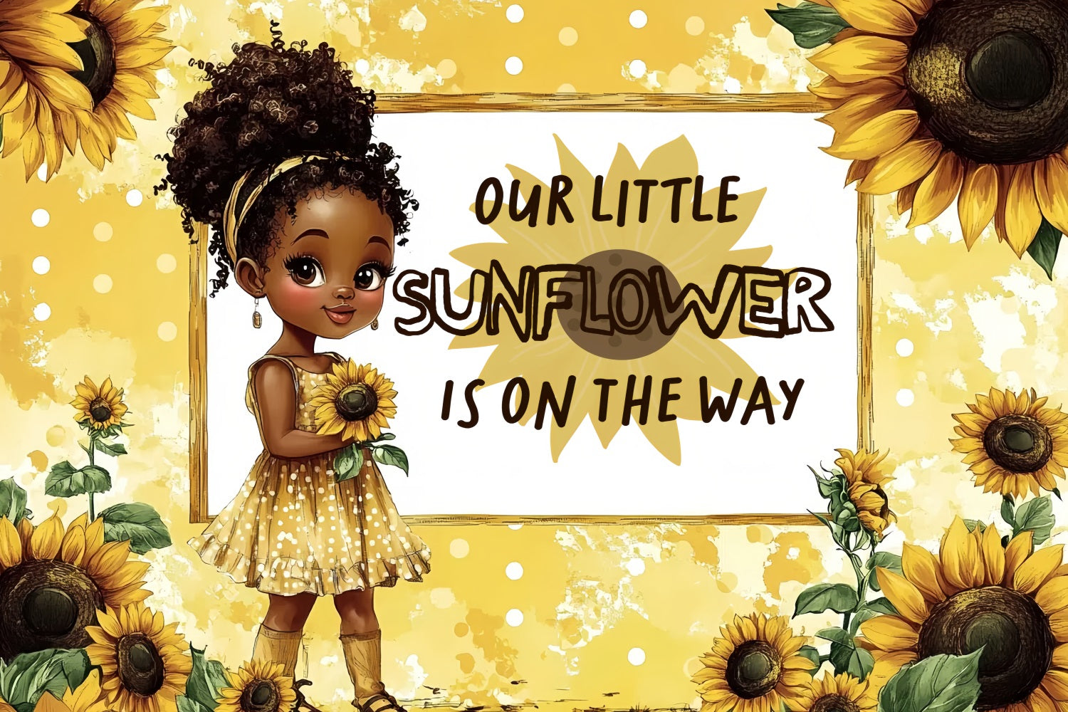 Sunflower Backdrop For Baby Shower Announcement Backdrop CSH2-150