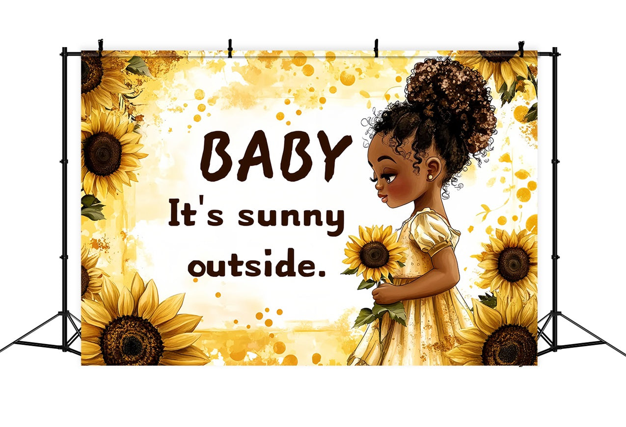 Backdrop Baby Shower Girl Golden Sunflower Celebration Backdrop CSH2-151