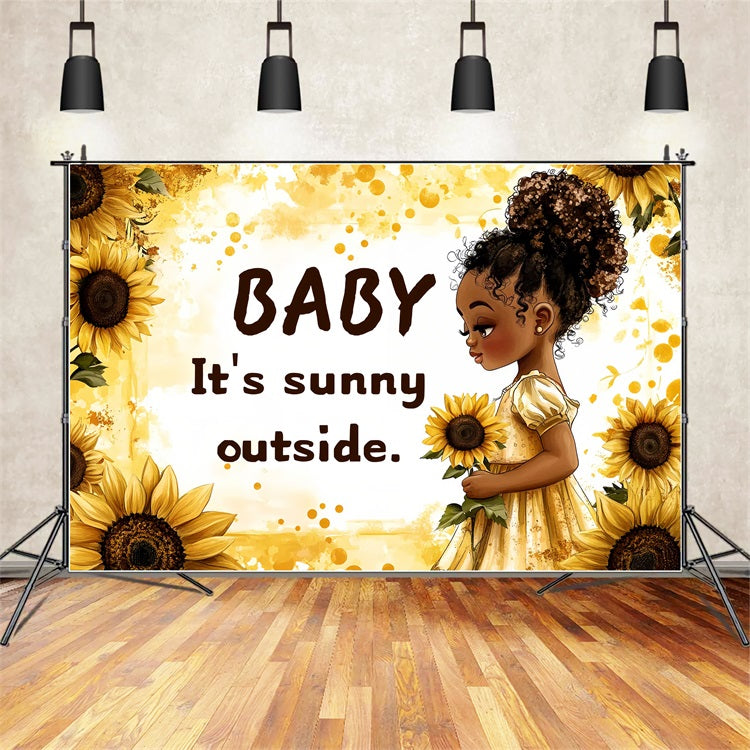 Backdrop Baby Shower Girl Golden Sunflower Celebration Backdrop CSH2-151