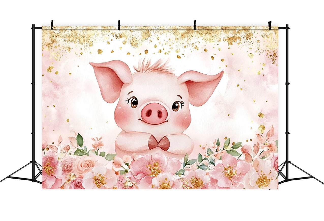 Backdrop Ideas For Baby Shower Pink Piglet Floral Backdrop CSH2-153