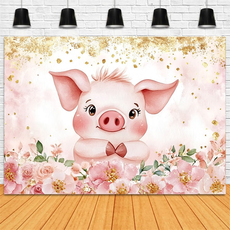 Backdrop Ideas For Baby Shower Pink Piglet Floral Backdrop CSH2-153