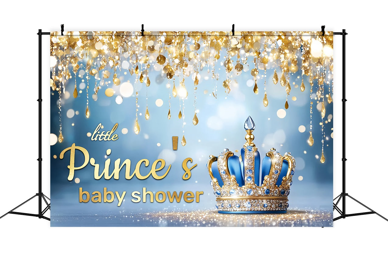 Baby Shower Backdrop Boy Prince Crown Sparkles Backdrop CSH2-156