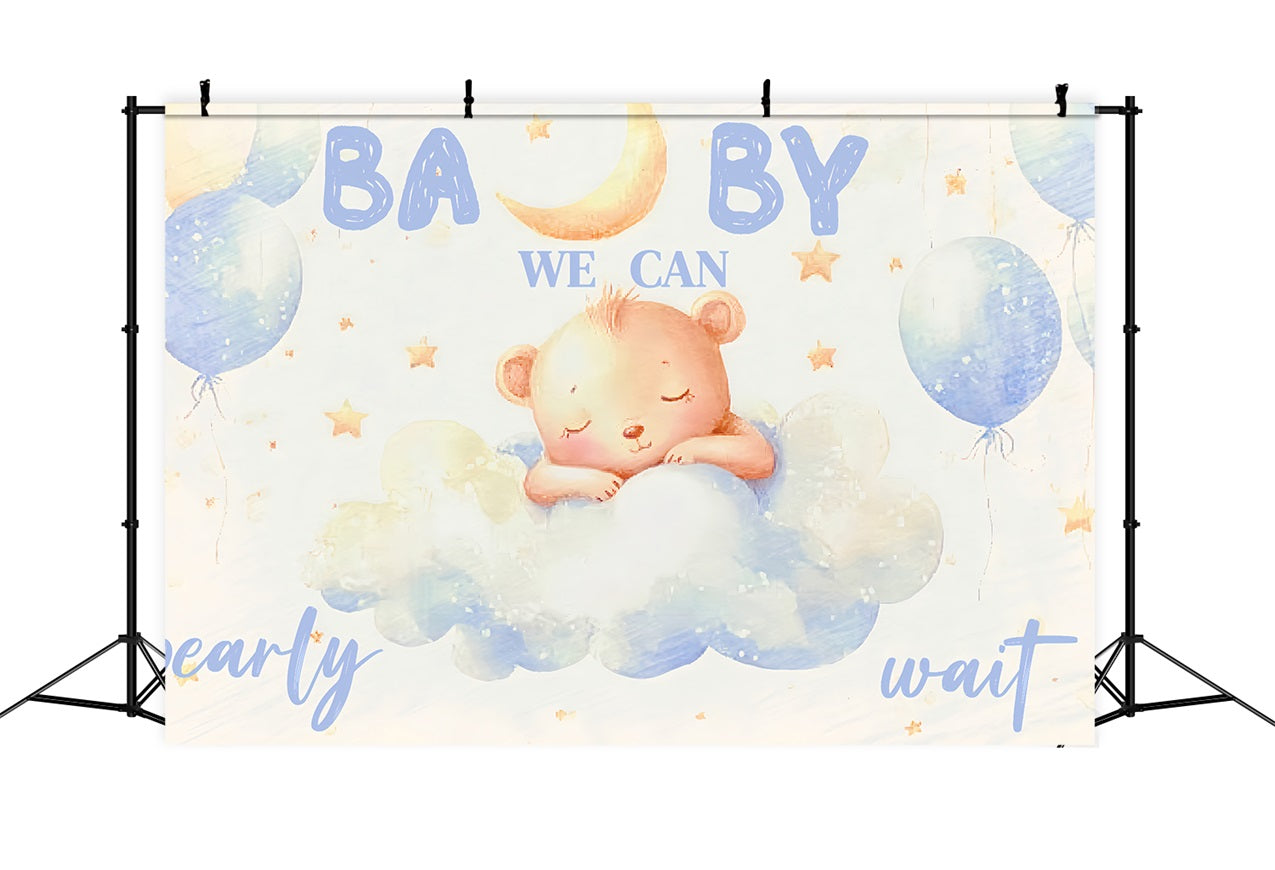 Baby Shower Bear Backdrop Clouds Stars Backdrop CSH2-164