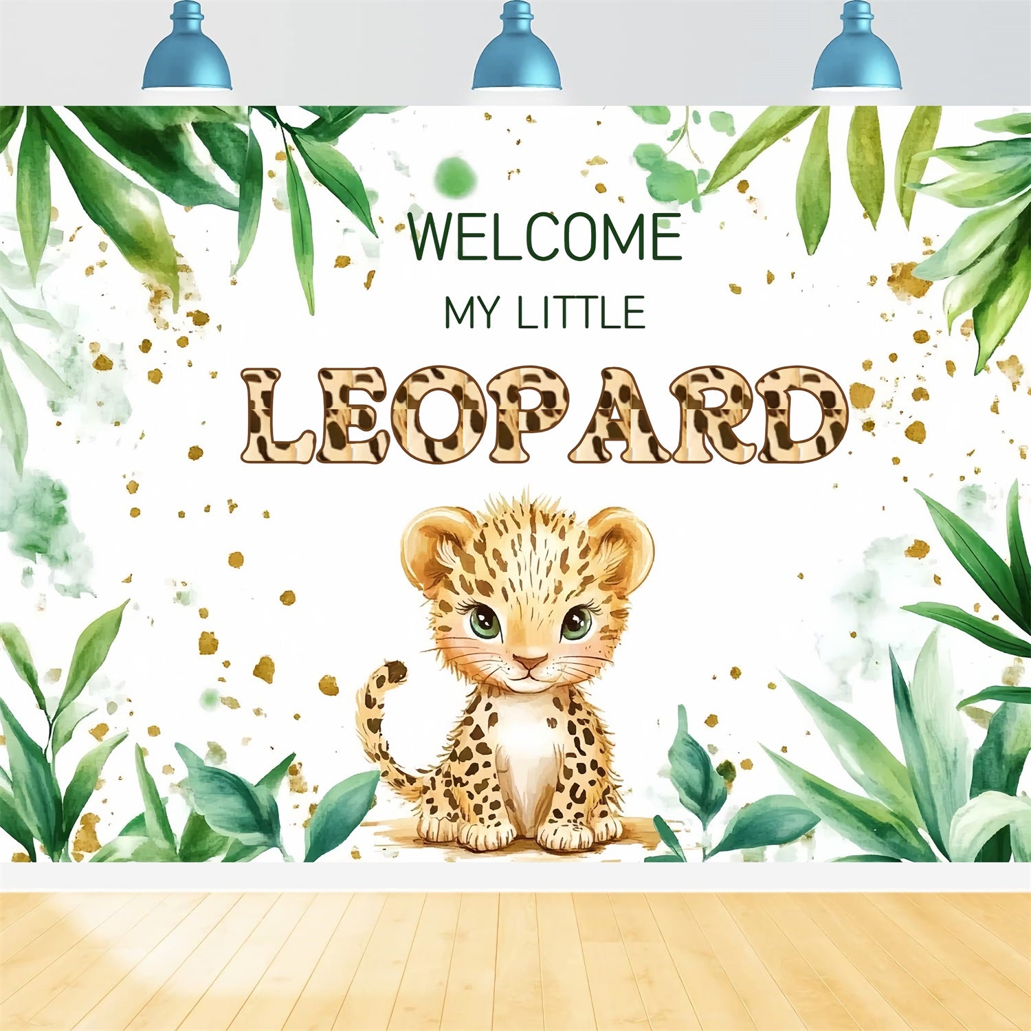 Safari Baby Shower Backdrop Ideas Leopard Greenery Backdrop CSH2-168