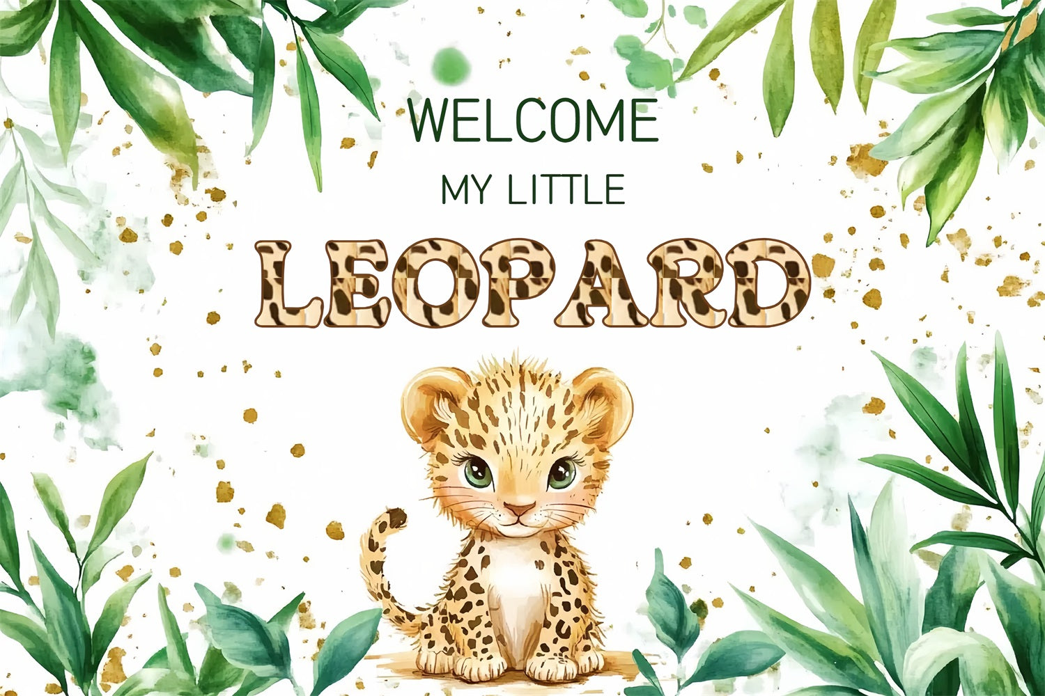 Safari Baby Shower Backdrop Ideas Leopard Greenery Backdrop CSH2-168