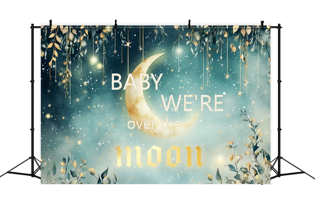 Moon And Stars Backdrop For Baby Shower Hanging Foliage Backdrop CSH2-171