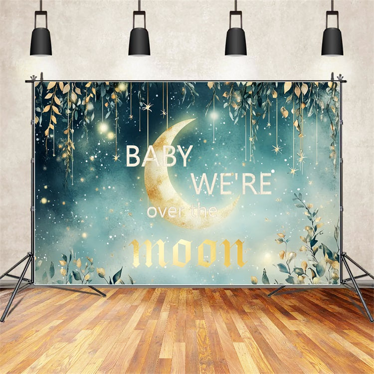 Moon And Stars Backdrop For Baby Shower Hanging Foliage Backdrop CSH2-171