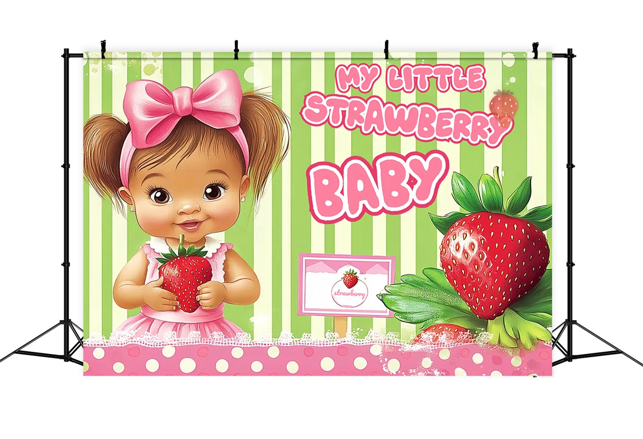 Strawberry Baby Shower Backdrop Sweet Baby Girl Backdrop CSH2-173