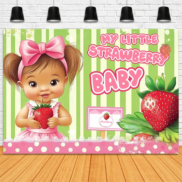 Strawberry Baby Shower Backdrop Sweet Baby Girl Backdrop CSH2-173