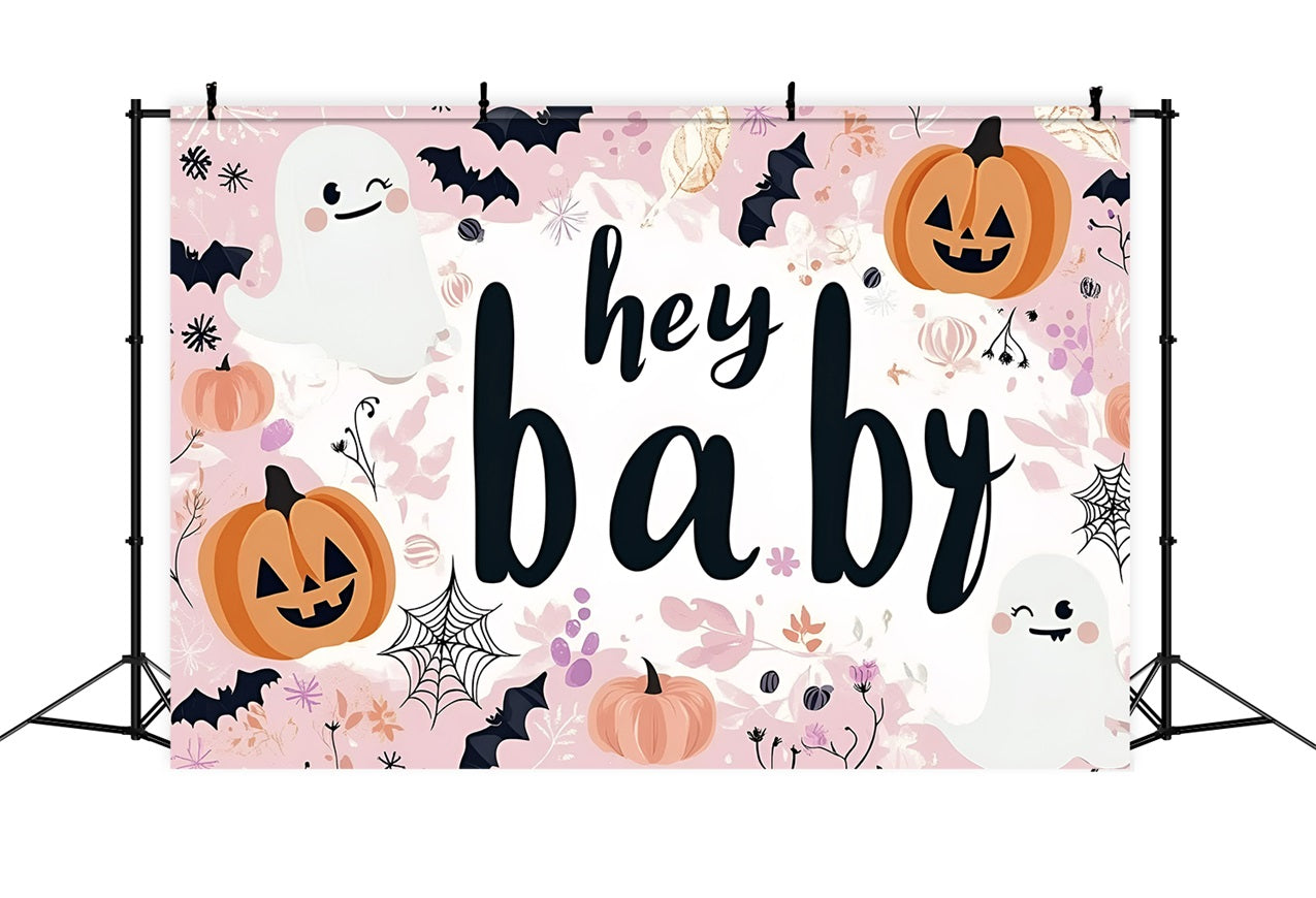 Backdrop Ideas Baby Shower Halloween Ghosts Pumpkins Bats Backdrop CSH2-175