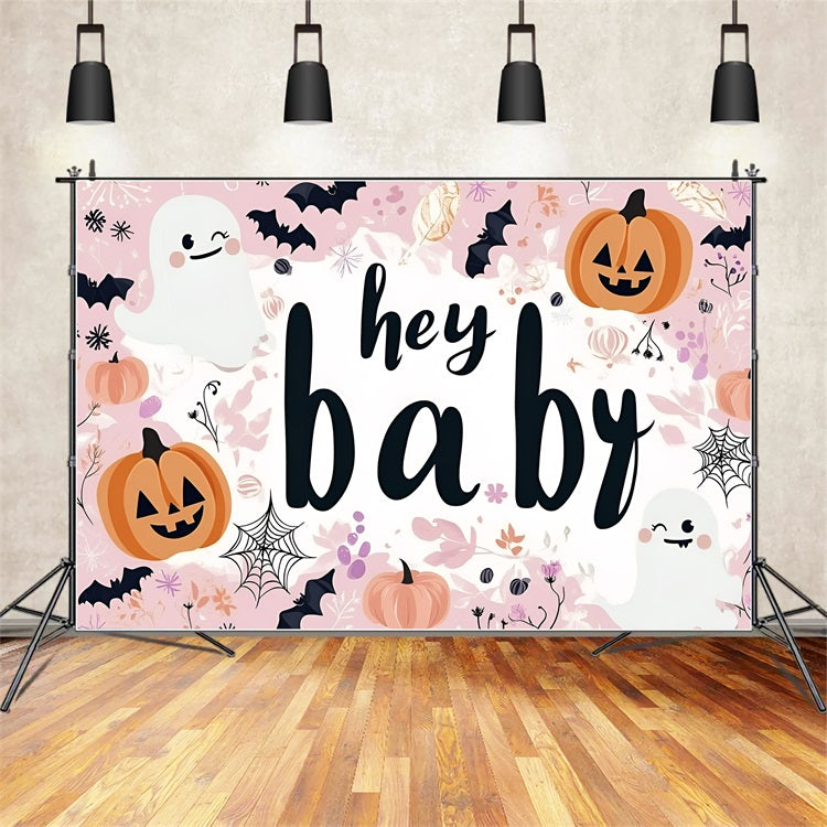 Backdrop Ideas Baby Shower Halloween Ghosts Pumpkins Bats Backdrop CSH2-175