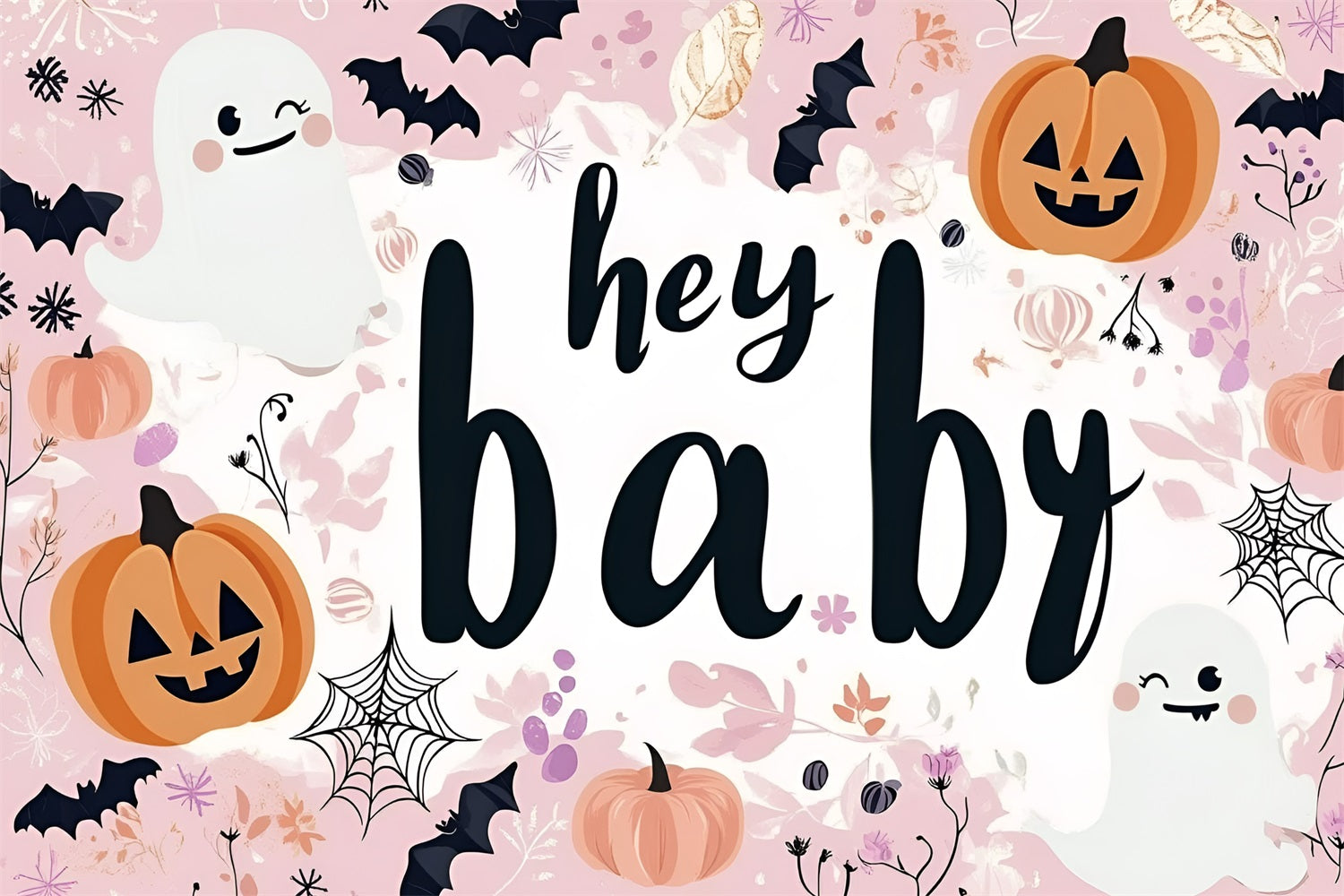 Backdrop Ideas Baby Shower Halloween Ghosts Pumpkins Bats Backdrop CSH2-175