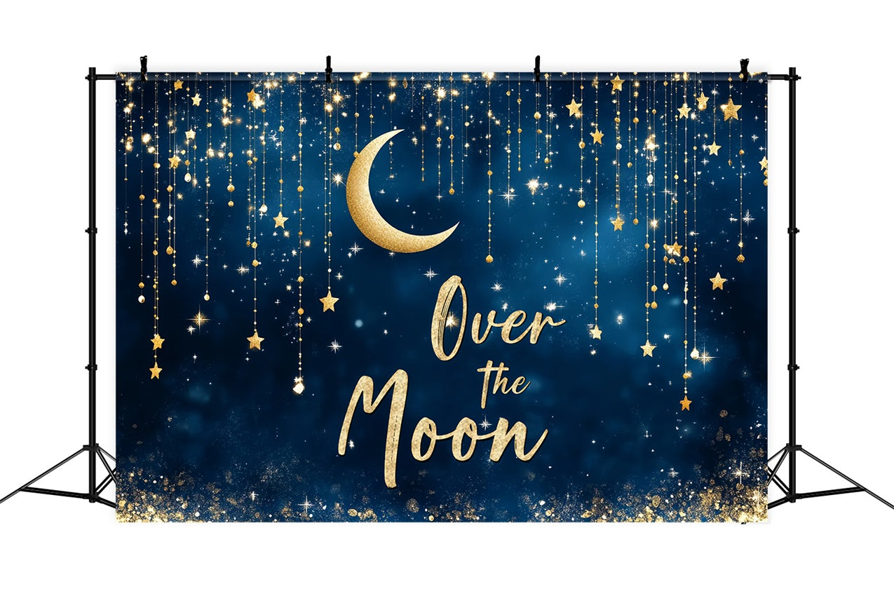 Photo Backdrop For Baby Shower Gold Moon Starry Night Backdrop CSH2-180