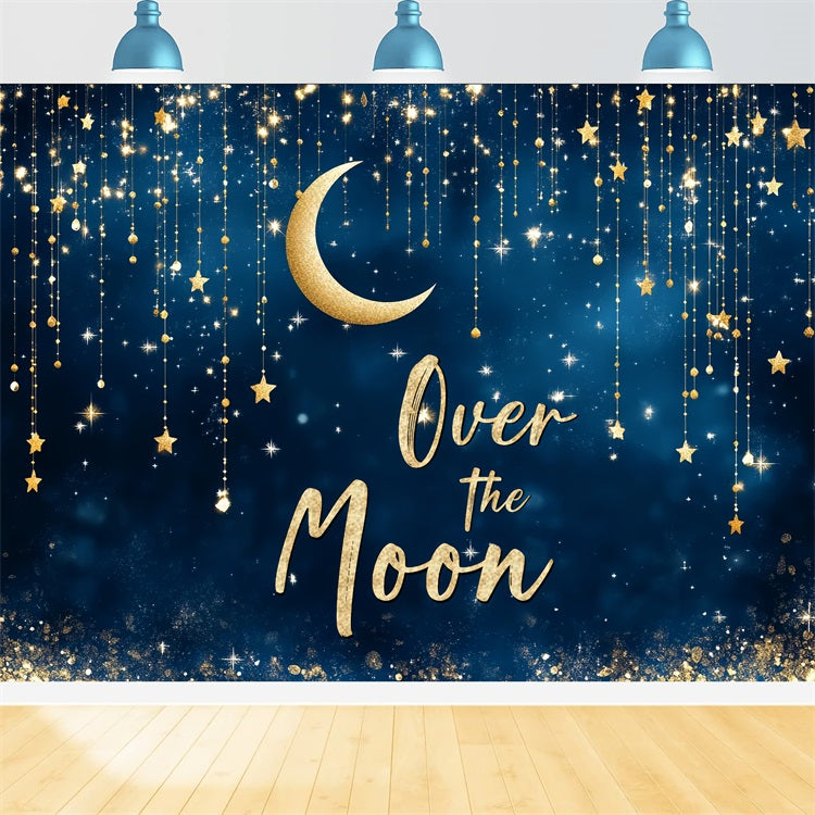 Photo Backdrop For Baby Shower Gold Moon Starry Night Backdrop CSH2-180