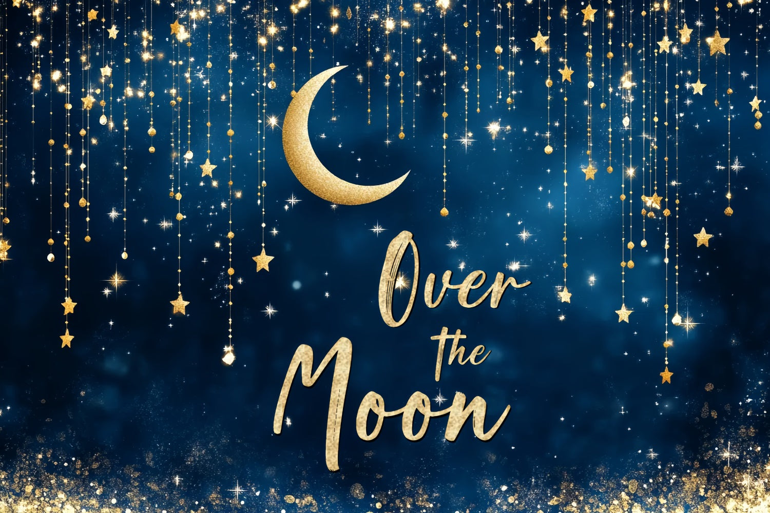 Photo Backdrop For Baby Shower Gold Moon Starry Night Backdrop CSH2-180