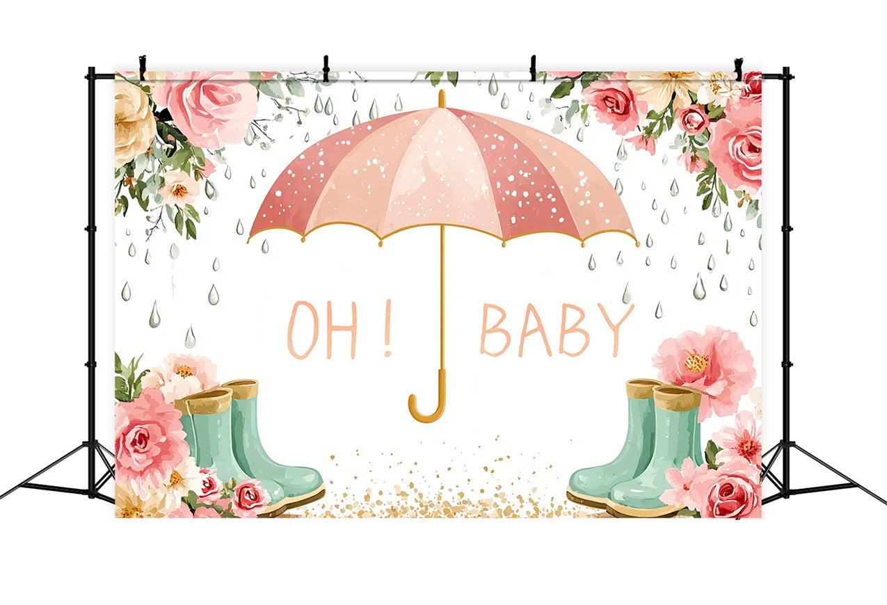 Backdrop For Baby Shower Floral Umbrella Celebration Backdrop CSH2-181