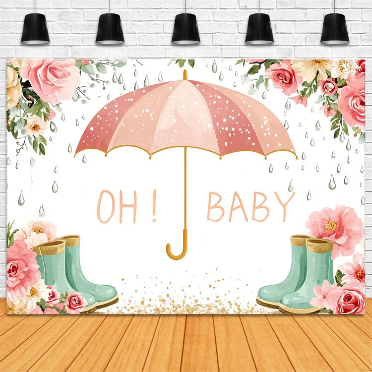 Backdrop For Baby Shower Floral Umbrella Celebration Backdrop CSH2-181