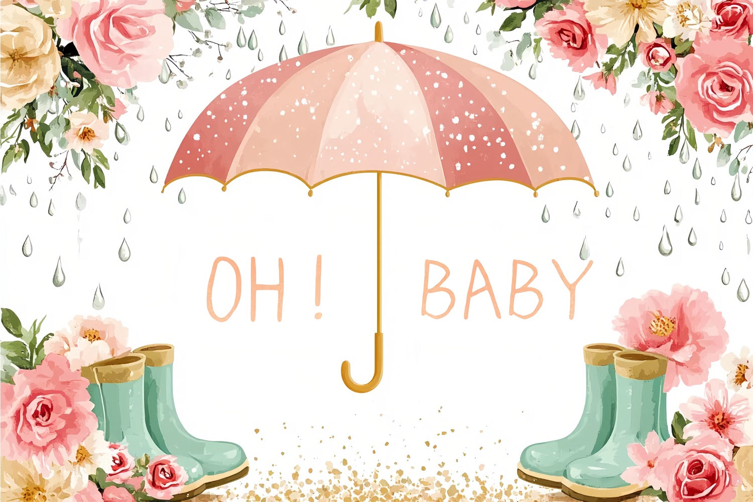 Backdrop For Baby Shower Floral Umbrella Celebration Backdrop CSH2-181