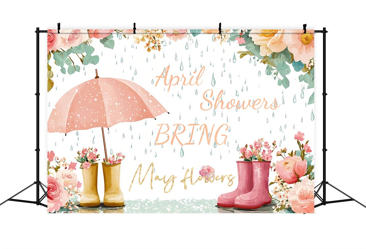 Baby Shower Photo Backdrops Rainy Day Flowers Joy Backdrop CSH2-182